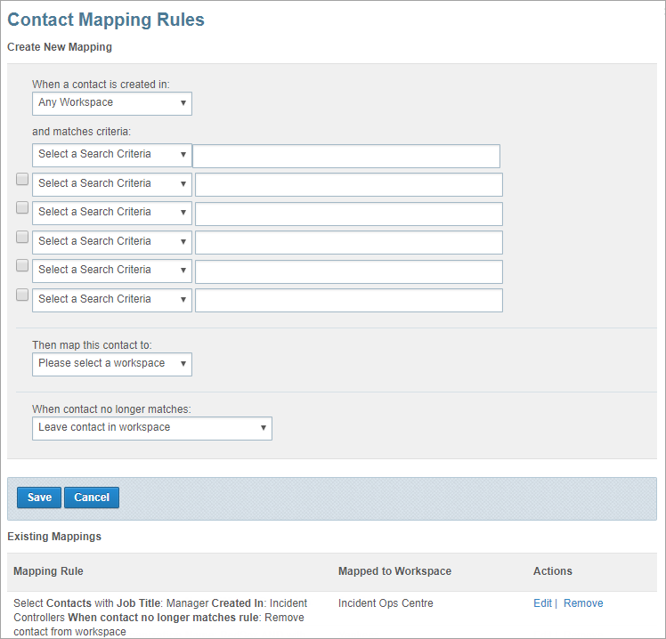 contact mapping rules page