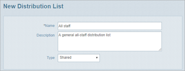 create a shared distribution list