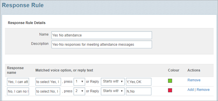 create a response rule